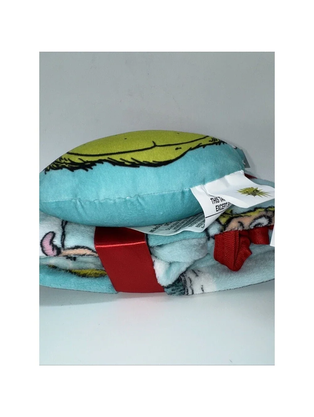 RARE NEW Dr. Seuss The Grinch Max Pillow Fleece Throw Blanket SET 40x50
